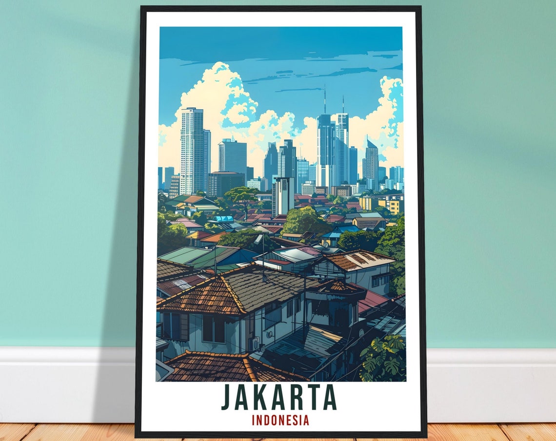 Jakarta Travel Print Wall Art Wall Hanging Home Dcor Jakarta Gift Landmark Artwork Travel Art Lovers Indonesia Jakarta City Travel Poster
