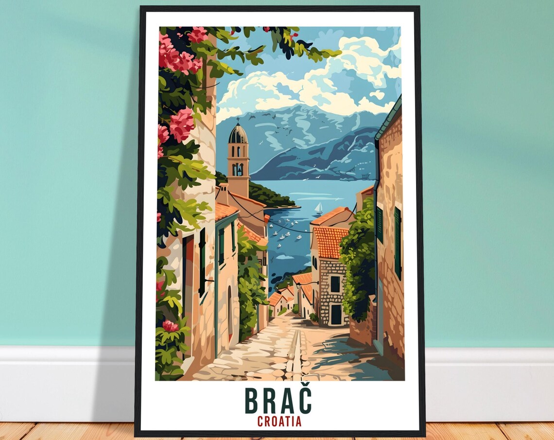 Bra Travel Print Croatia, Holiday Travel Poster