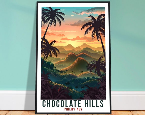 Chocolate Hills Philippines Travel Print Wall Art Wall Hanging Home Dcor Chocolate Hills Artwork Travel Art Philippines Travel Poster