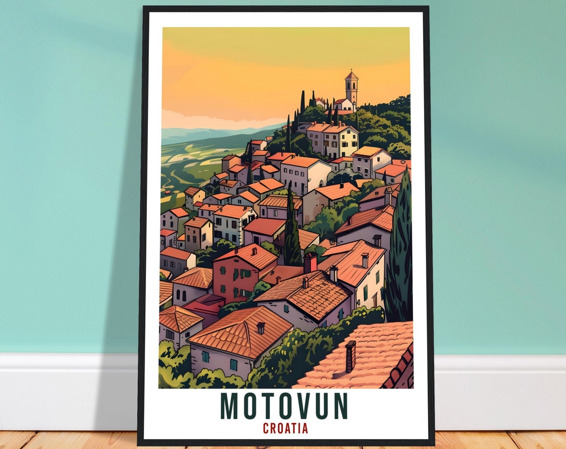 Motovun Travel Print Croatia Wall Art Wall Hanging Home Dcor Motovun Gift Croatian Landmark Artwork Gift Croatia Holiday Travel Poster
