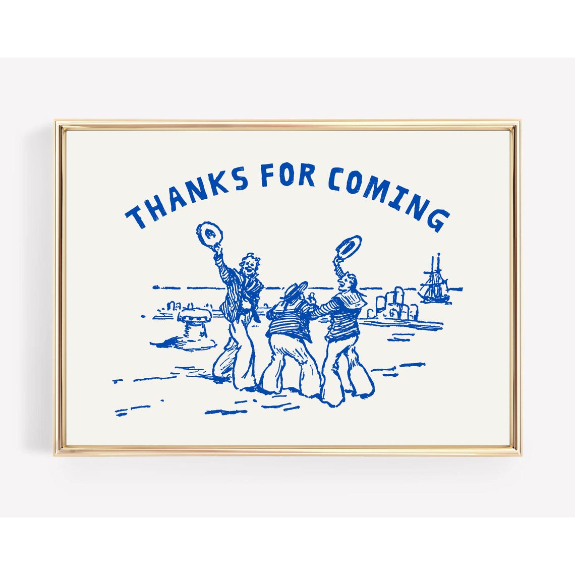 Thanks For Coming Blue Sailor Sketch Nautical Coastal Poster - Image 3