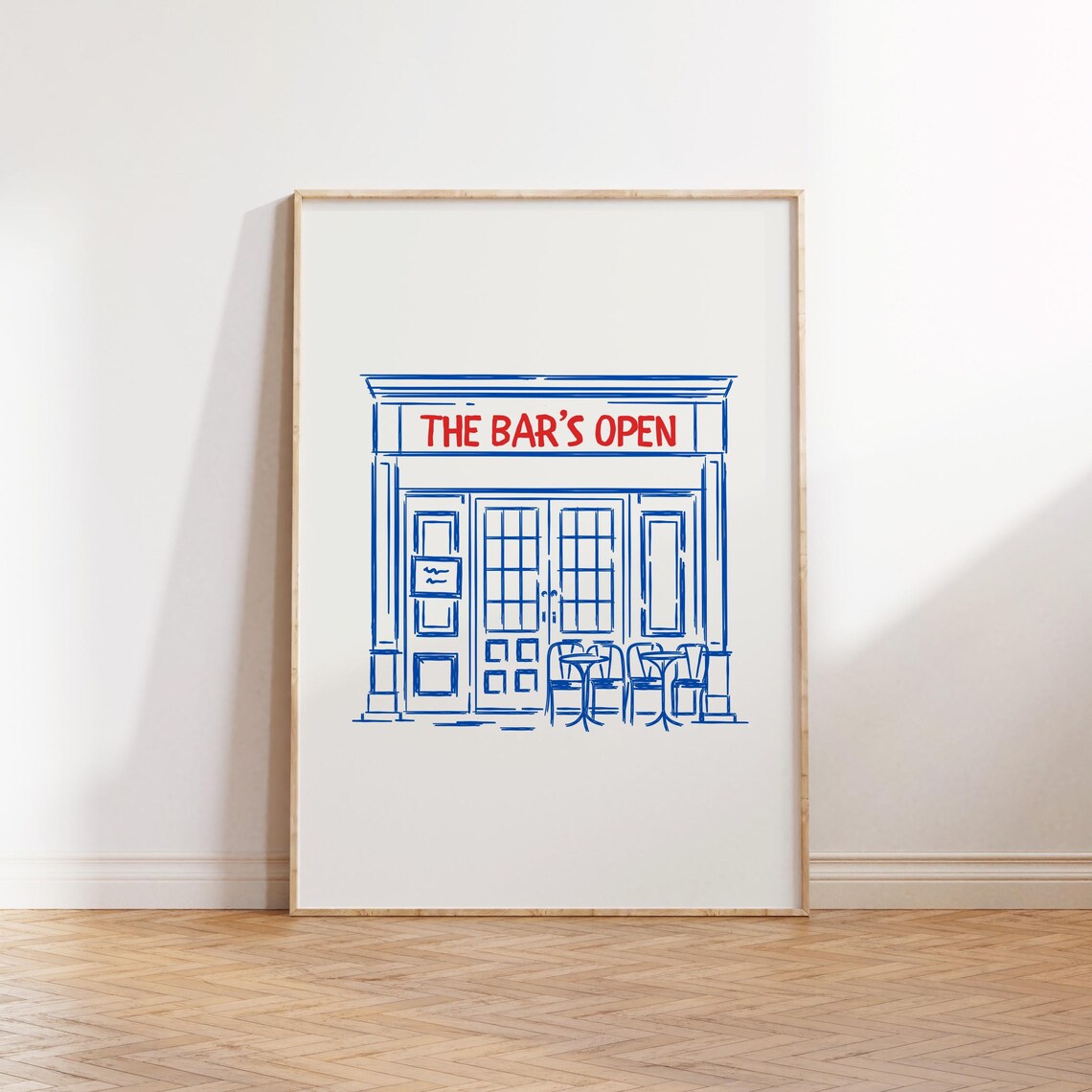 Blue Bar Cart Vintage Kitchen Bar Cart Art Print - Image 4
