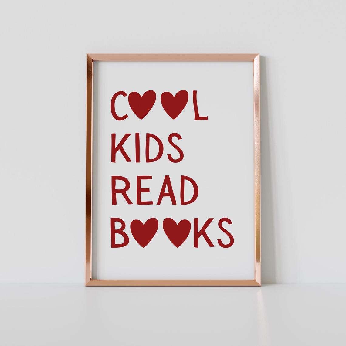 Cute Cool Kids Read Books Heart Red Typography Kids Room Poster - Image 4