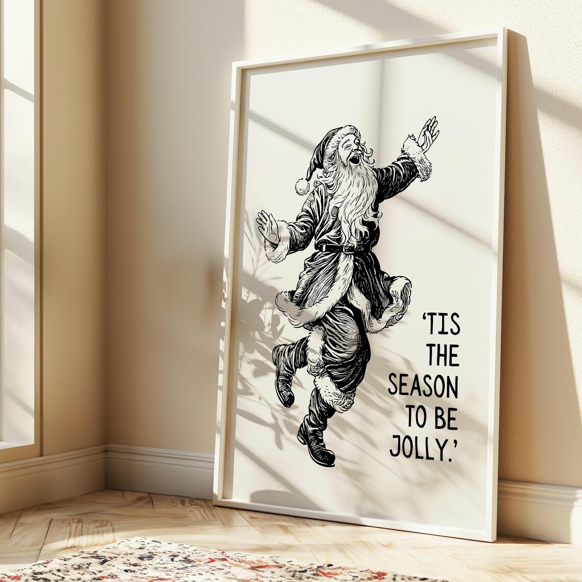 Santa Claus Coming to Town Vintage Toy Sack Engraving Christmas Poster - Image 4