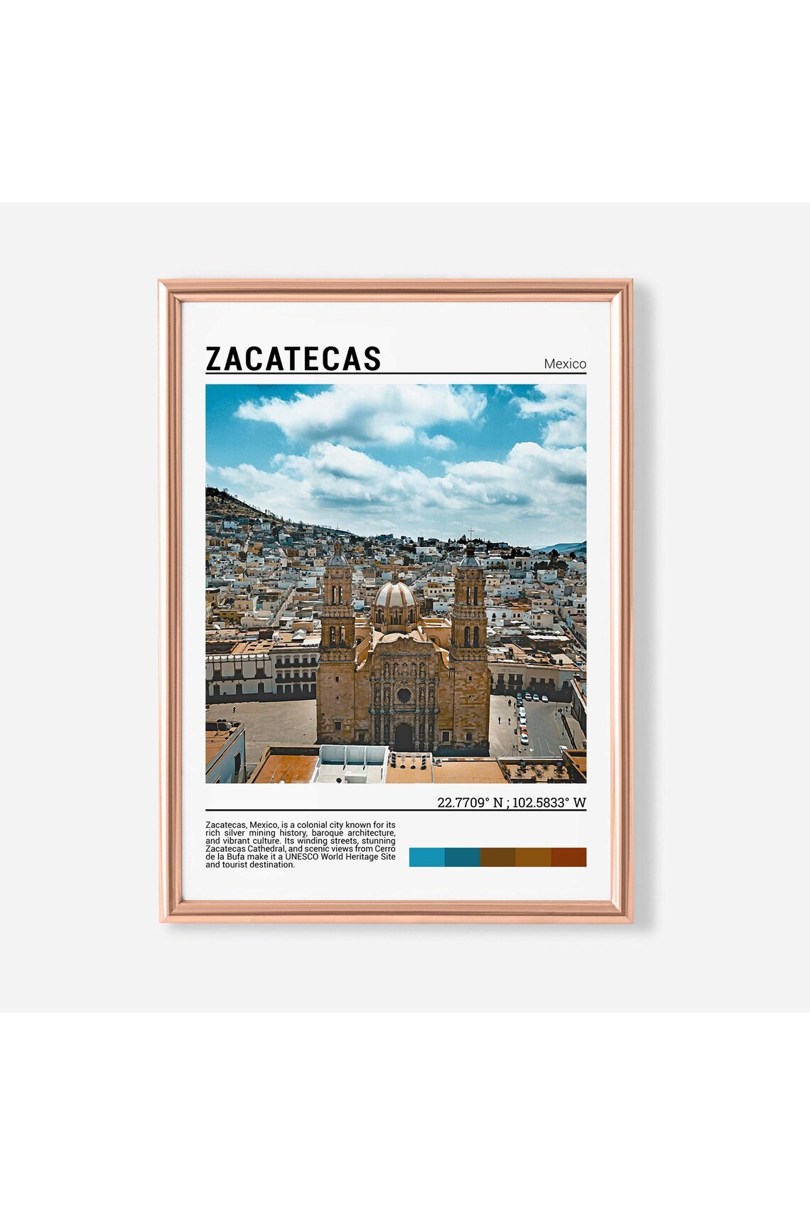 Zacatecas Mexico Travel Poster, Cultural Wall Art