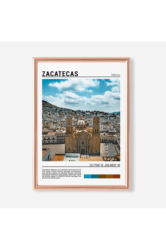 Zacatecas Mexico Travel Poster, Cultural Wall Art