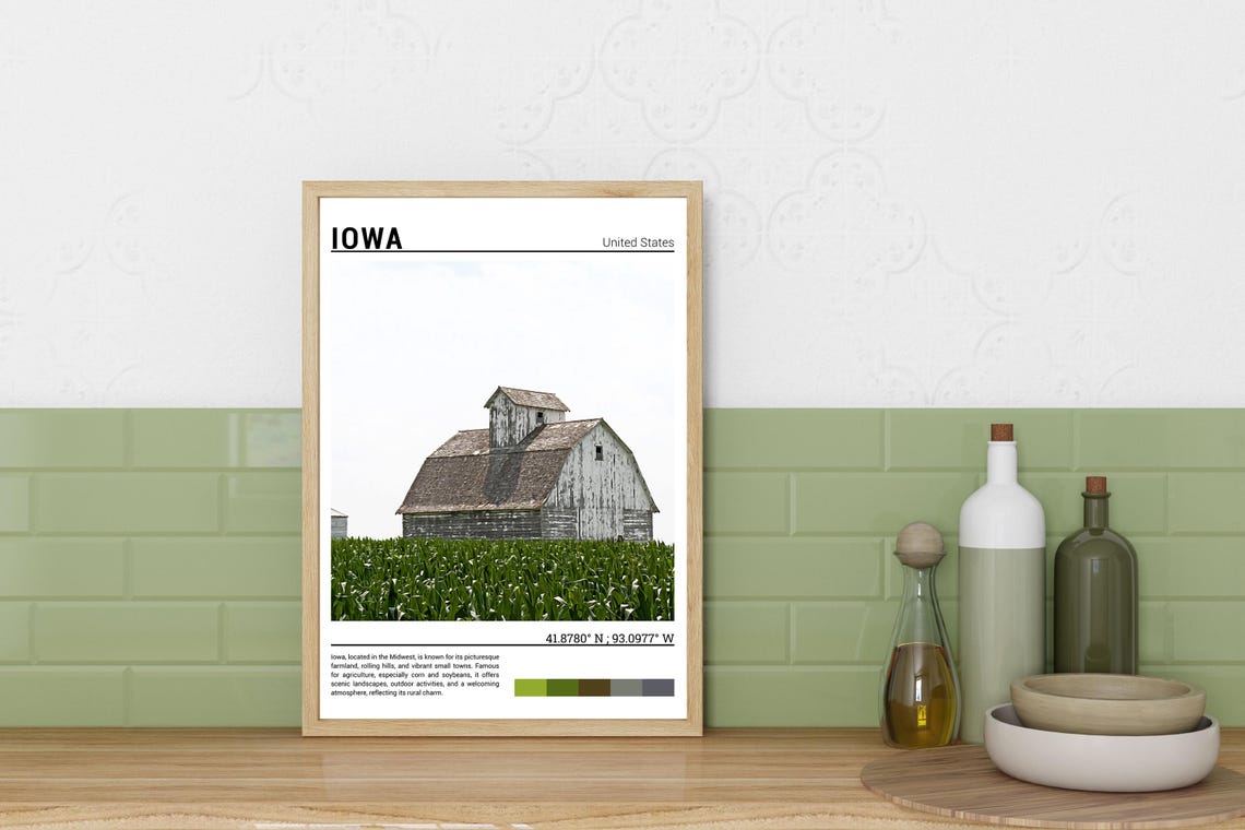 Iowa Print Iowa Poster Iowa Wall Art Iowa Travel Iowa Artwork Iowa Photo Iowa Usa - Image 3