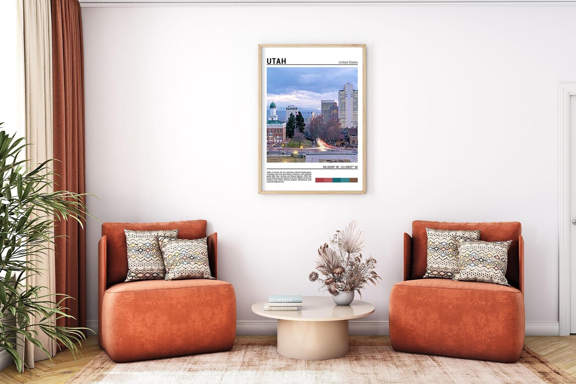 Salt Lake City Utah Evening Skyline Mountain Backdrop Photo Poster - Image 7