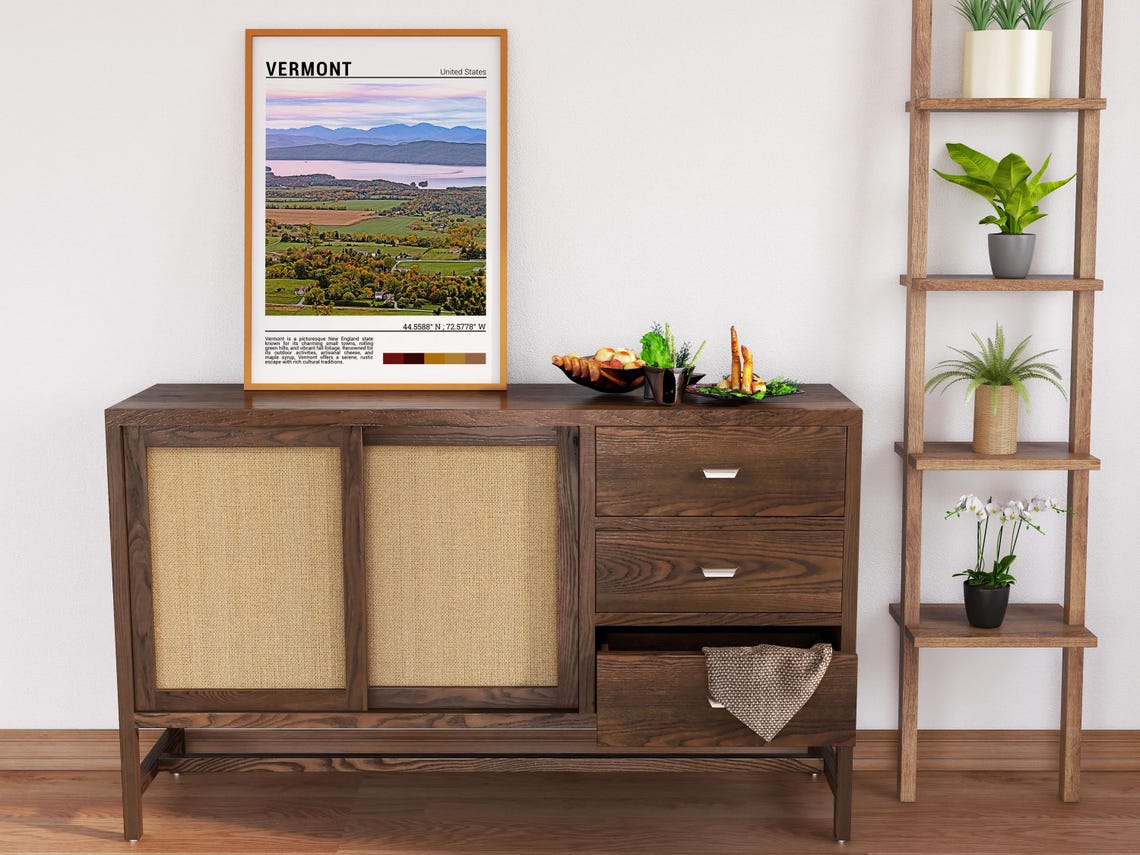 Vermont Fall Foliage Rolling Hills and Lake Champlain Poster - Image 6