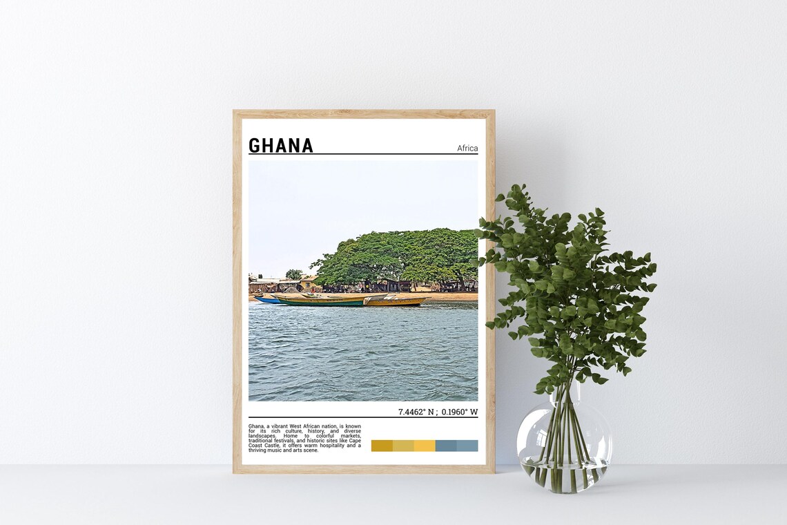 Ghana West Africa Colorful Fishing Boats Beach Scene Photo Poster - Image 4