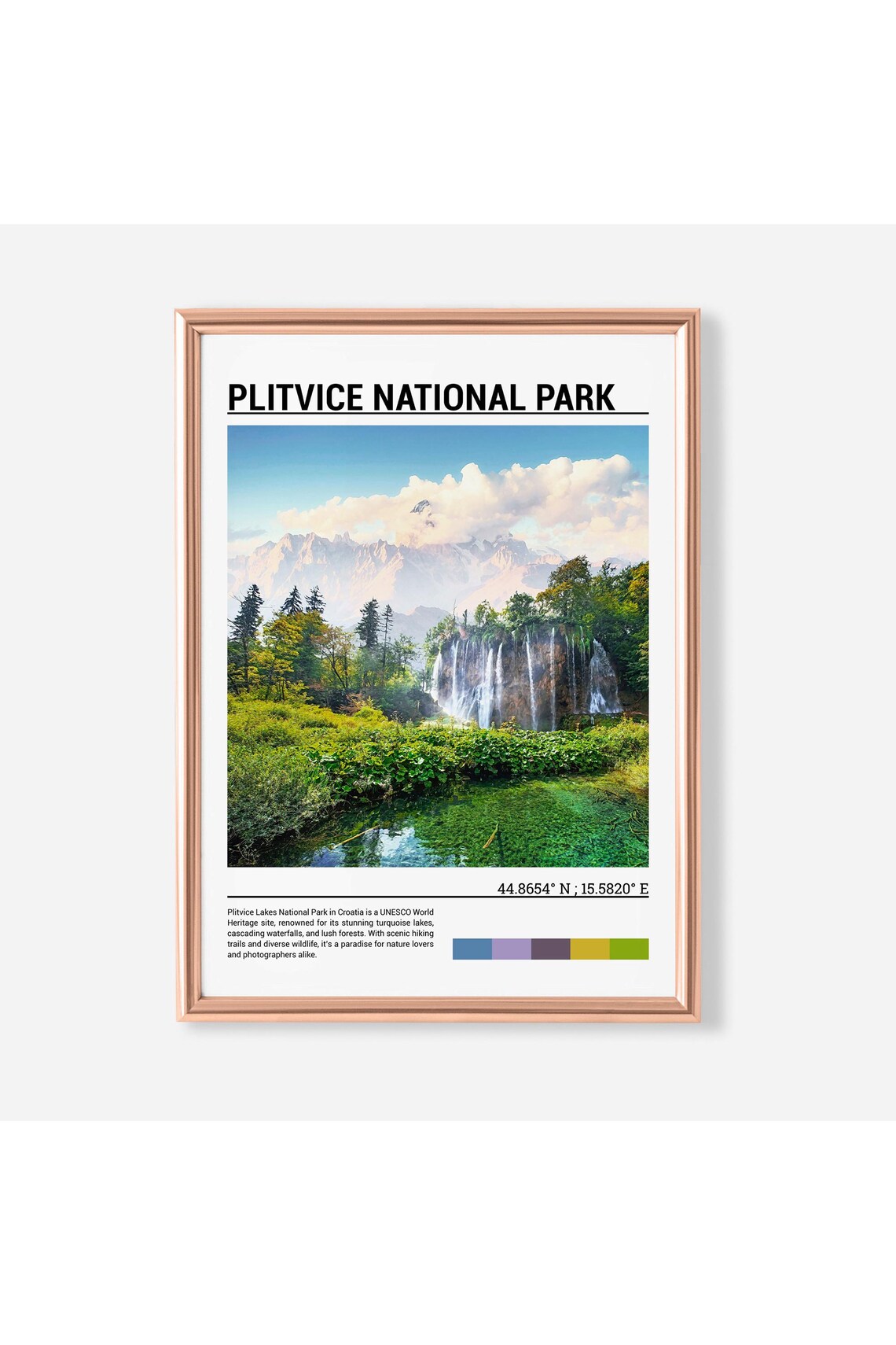 Plitvice National Park Croatia Waterfalls Turquoise Lakes Travel Poster