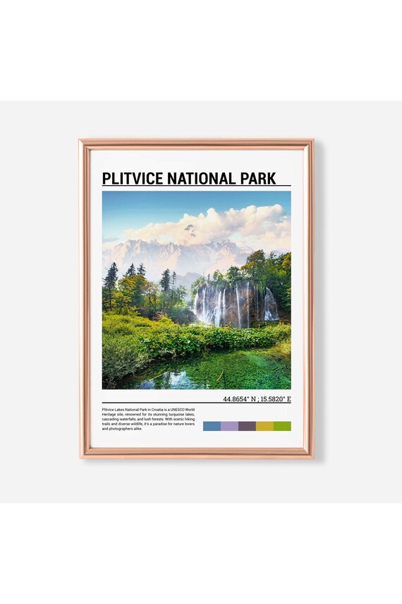 Plitvice National Park Croatia Waterfalls Turquoise Lakes Travel Poster
