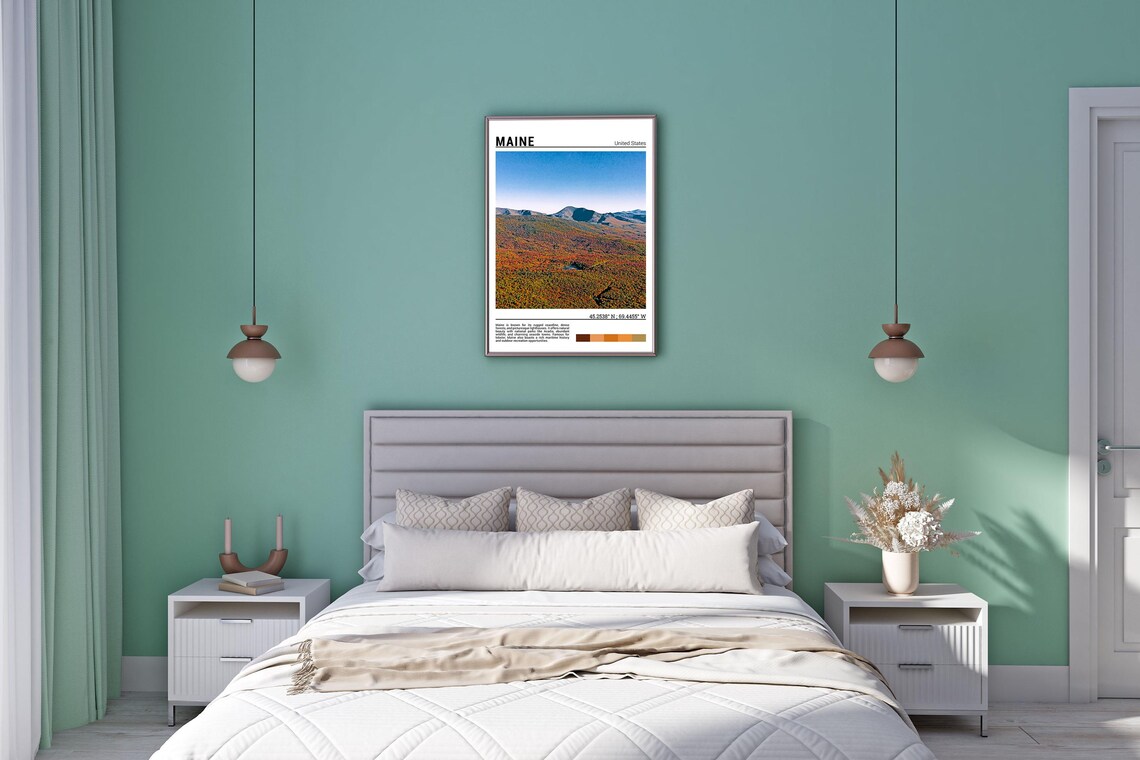 Maine Autumn Mountains Fall Foliage Forest Landscape Photo Poster - Image 5