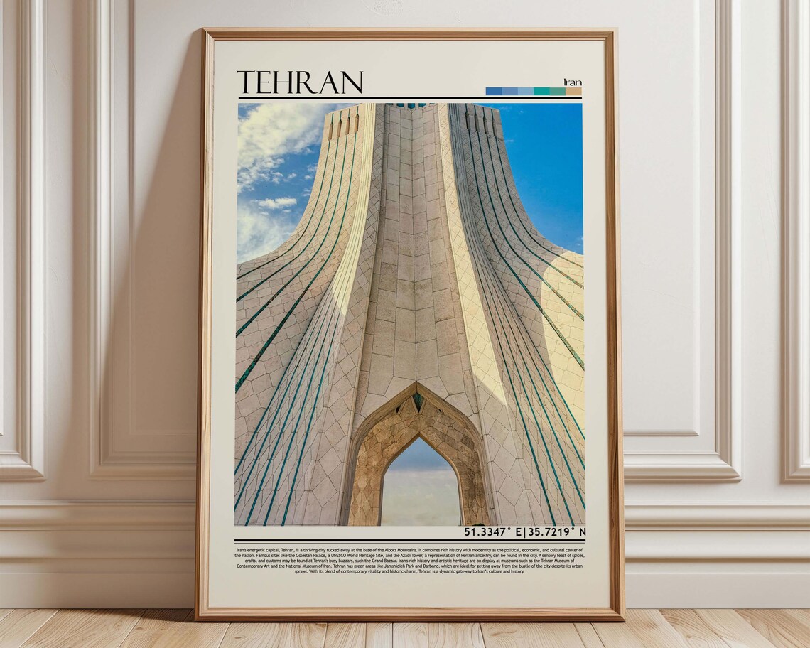 Tehran Travel Poster, Place Name Wall Art Print