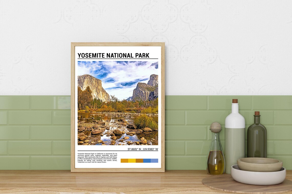 Yosemite National Park California Granite Cliffs River Valley Travel Poster - Image 3