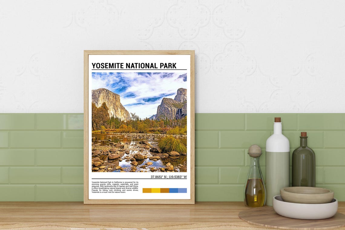 Yosemite National Park Wall Art Yosemite National Poster Gift Yosemite National Park Photography Yosemite Poster Californiausa - Image 3