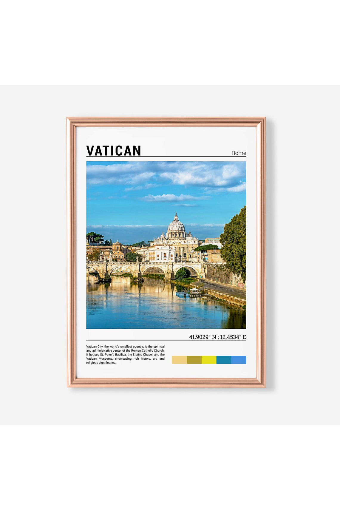 Vatican Rome Saint Peters Basilica Dome River Minimalist Travel Poster