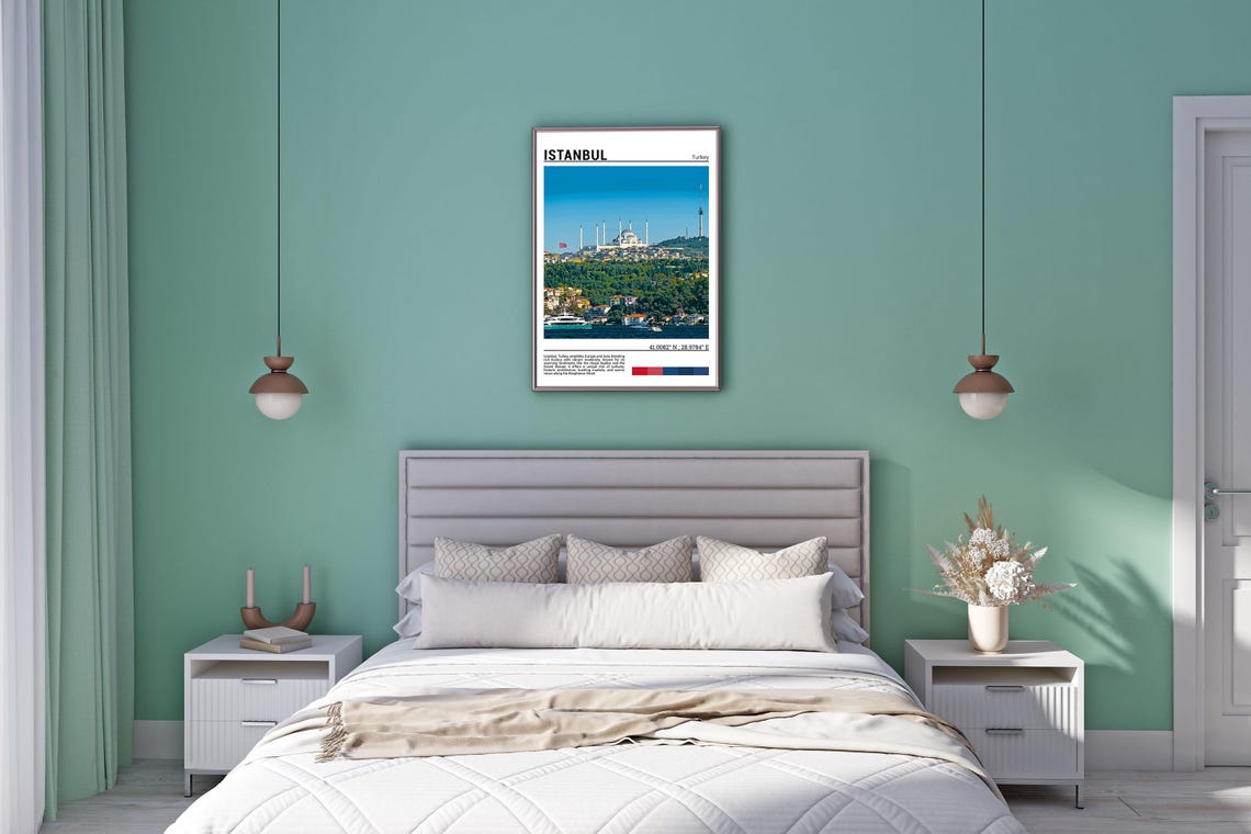 Istanbul Turkey Mosque Minarets Skyline Bosphorus Strait Travel Poster - Image 3