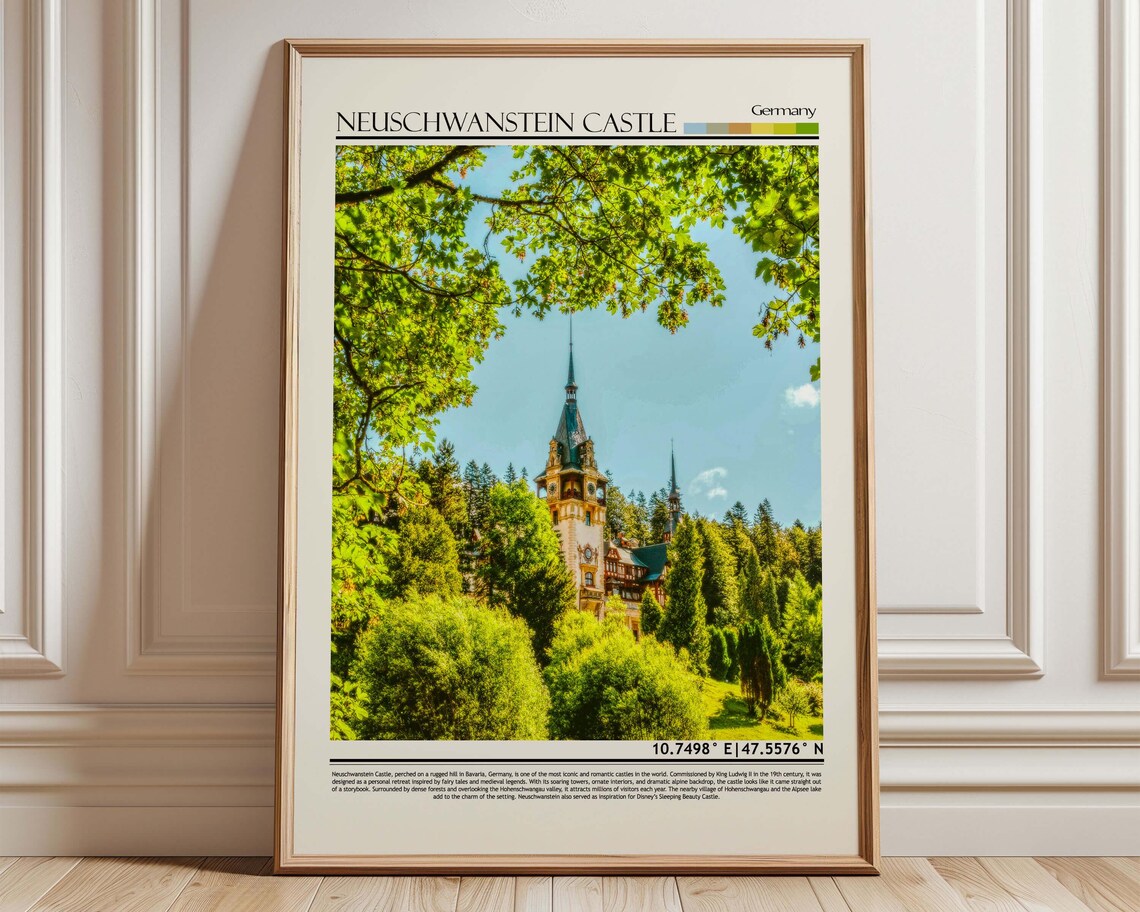 Neuschwanstein Castle Germany Summer Fairytale Travel Art Poster