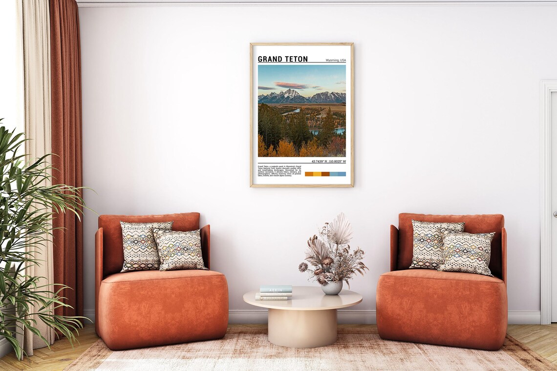 Grand Teton Wyoming Autumn Mountain Peaks Forest Photo Poster - Image 7