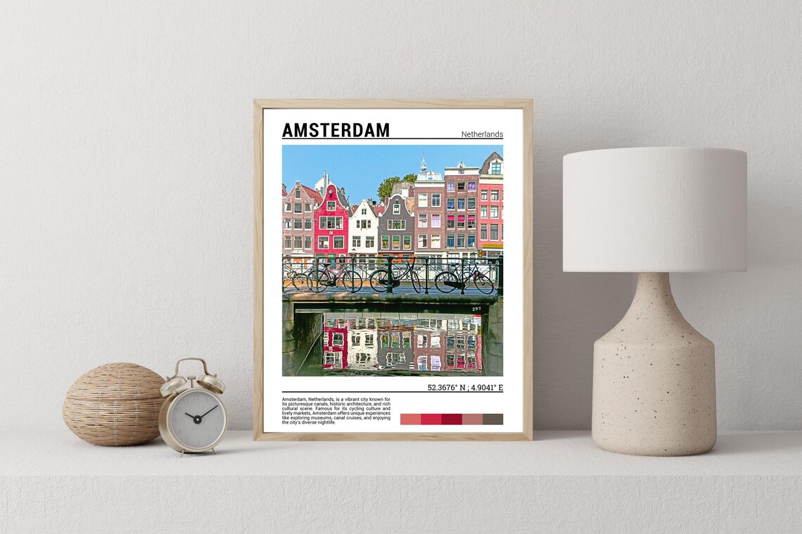 Amsterdam Travel Poster Print, Netherlands Wall Art - Image 2