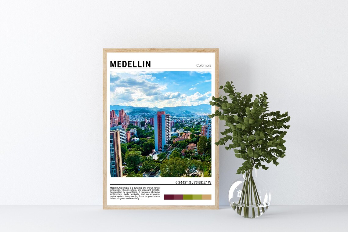Medellin Colombia Travel Poster, Wall Art Print - Image 3