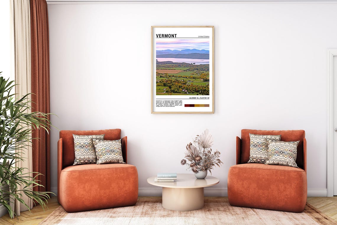 Vermont Fall Foliage Rolling Hills and Lake Champlain Poster - Image 7
