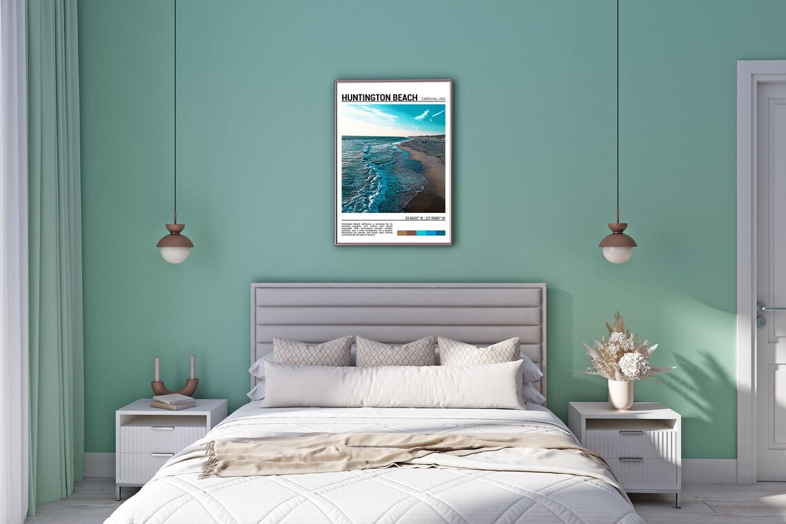 Huntington Beach California Surf Waves Shoreline Sunset Travel Poster - Image 5