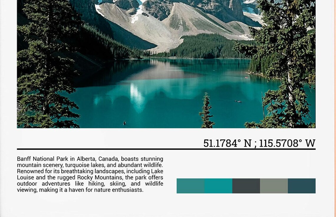 Banff National Park Turquoise Alpine Lake Mountain View Poster - Image 2