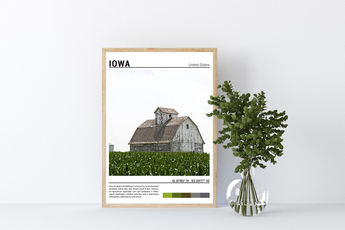Iowa Print Iowa Poster Iowa Wall Art Iowa Travel Iowa Artwork Iowa Photo Iowa Usa - Image 4