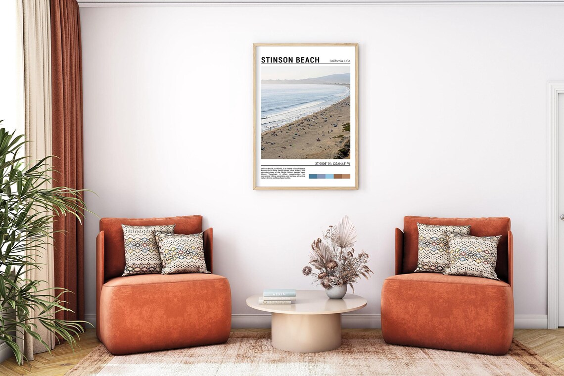Stinson Beach California Travel Poster, Artwork - Image 7
