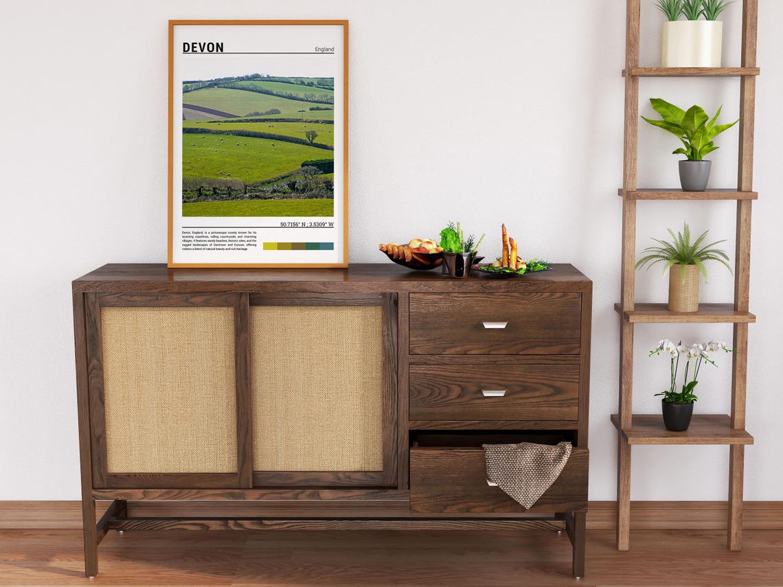 Devon England Rolling Green Hills Sheep Pasture Countryside Poster - Image 6