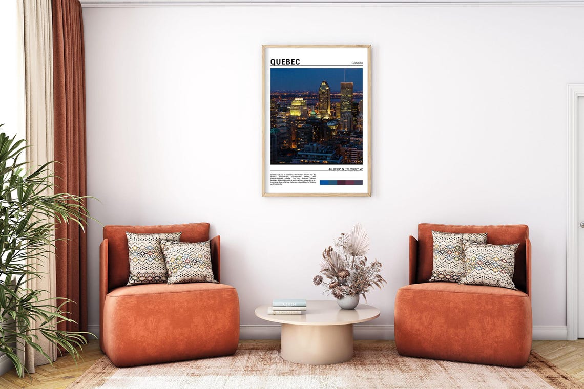 Quebec Canada Night Skyline Glowing Illuminated Towers Photo Poster - Image 7