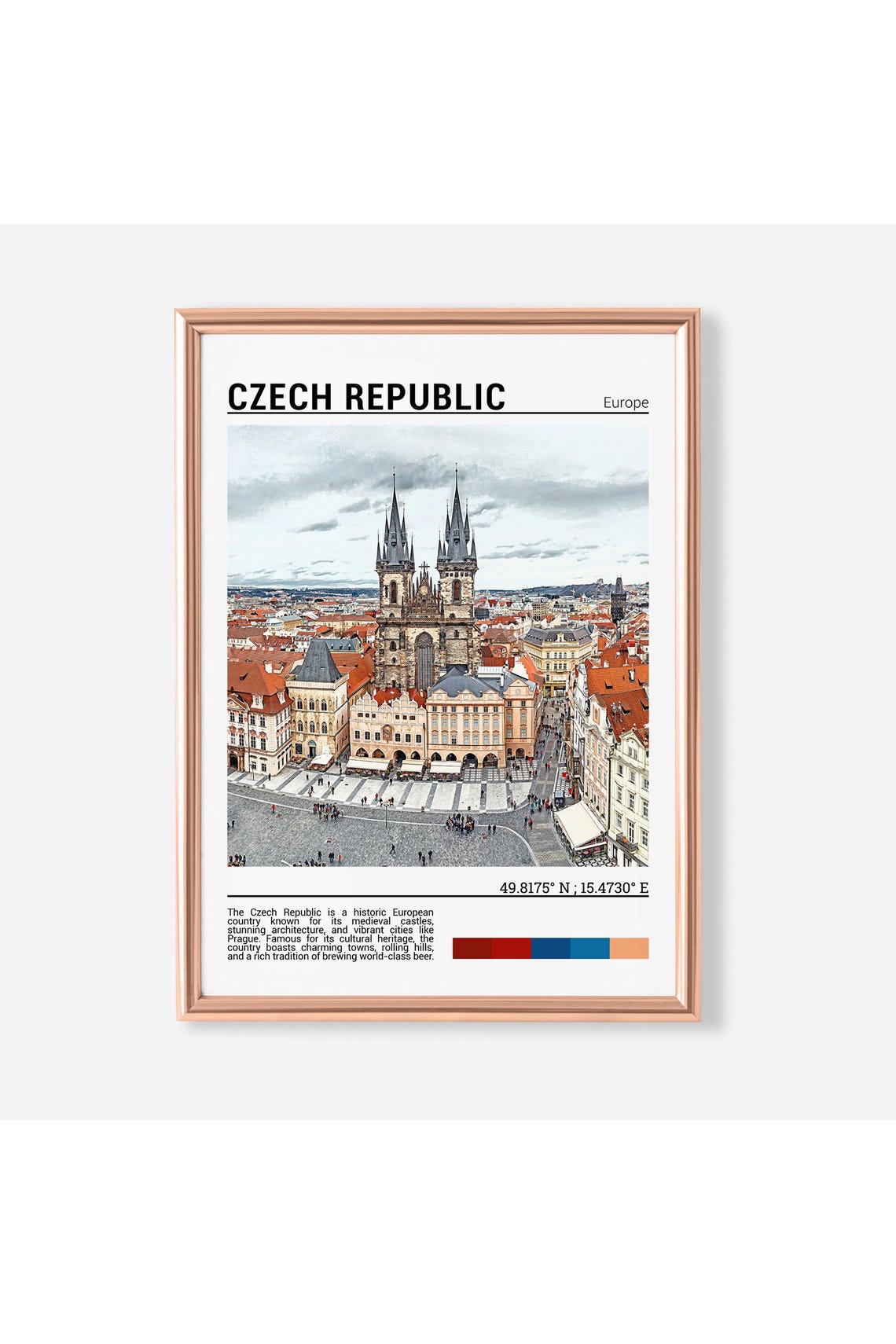 Czech Republic Prague Old Town Square Church Towers Travel Poster