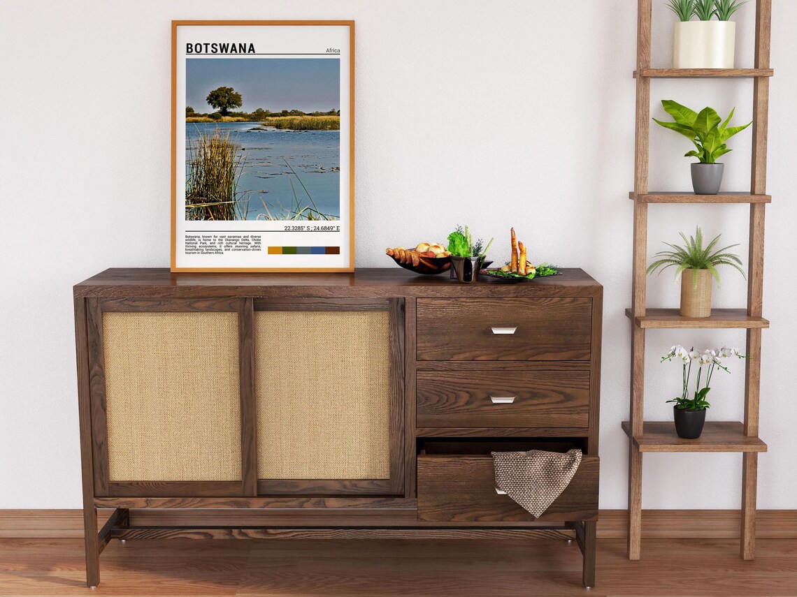 Botswana Okavango Delta Wetland Reeds Lone Tree Safari Poster - Image 2