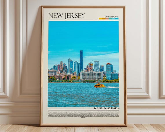 New Jersey Wall Art Print Travel Poster Gift Artwork Usa Home Decor