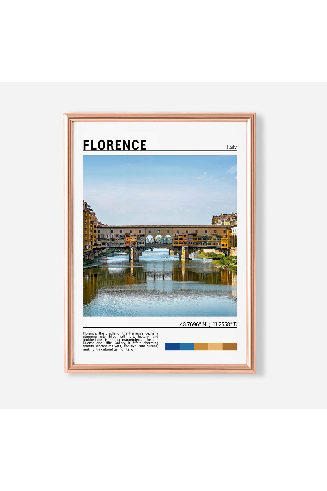 Florence Italy Historic Ponte Vecchio Bridge River View Poster