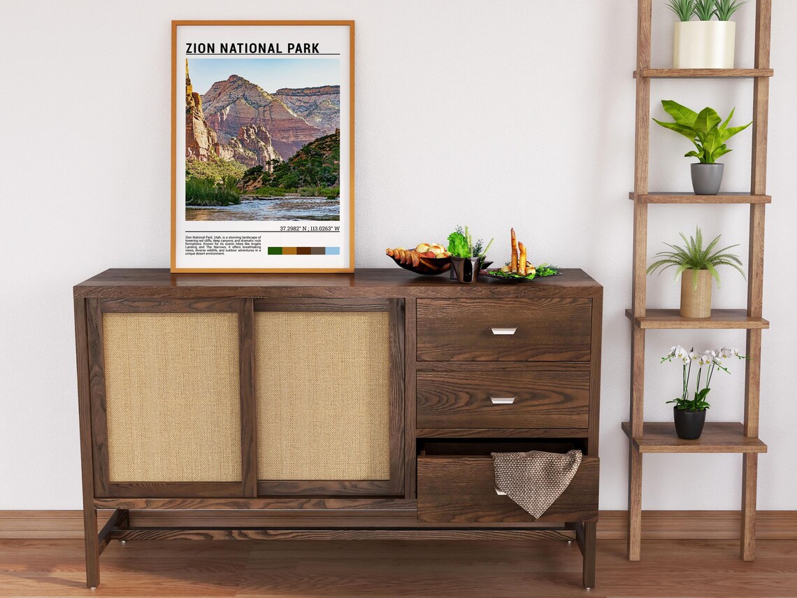 Zion National Park Utah Red Cliffs Virgin River Canyon Travel Poster - Image 6