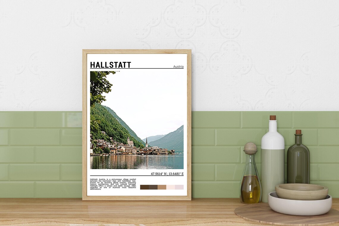 Hallstatt Austria Idyllic Lakeside Village Alpine View Poster - Image 3