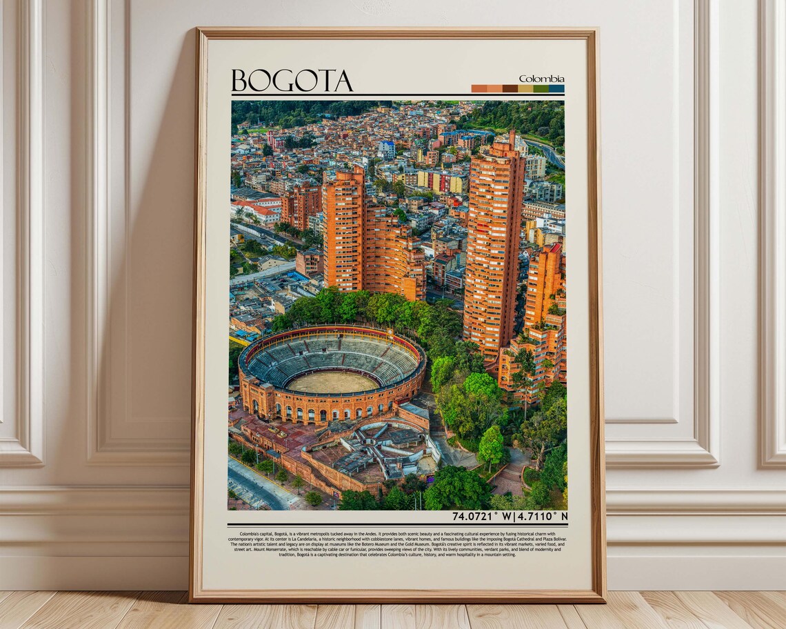 Bogot Colombia Cityscape Art Print, Travel Poster