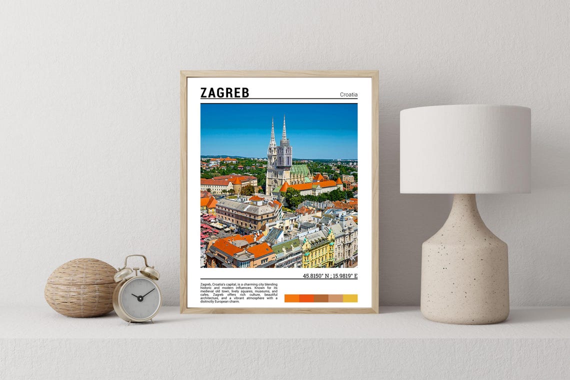 Zagreb Croatia Cathedral Twin Spires Old Town Croatian Capital Poster - Image 2