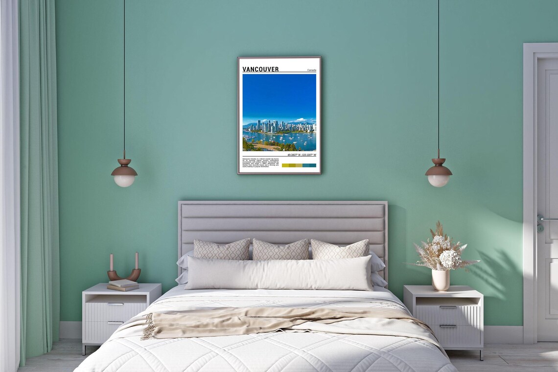 Vancouver Canada Harbor Skyline Sailboats Mountains Travel Poster - Image 5