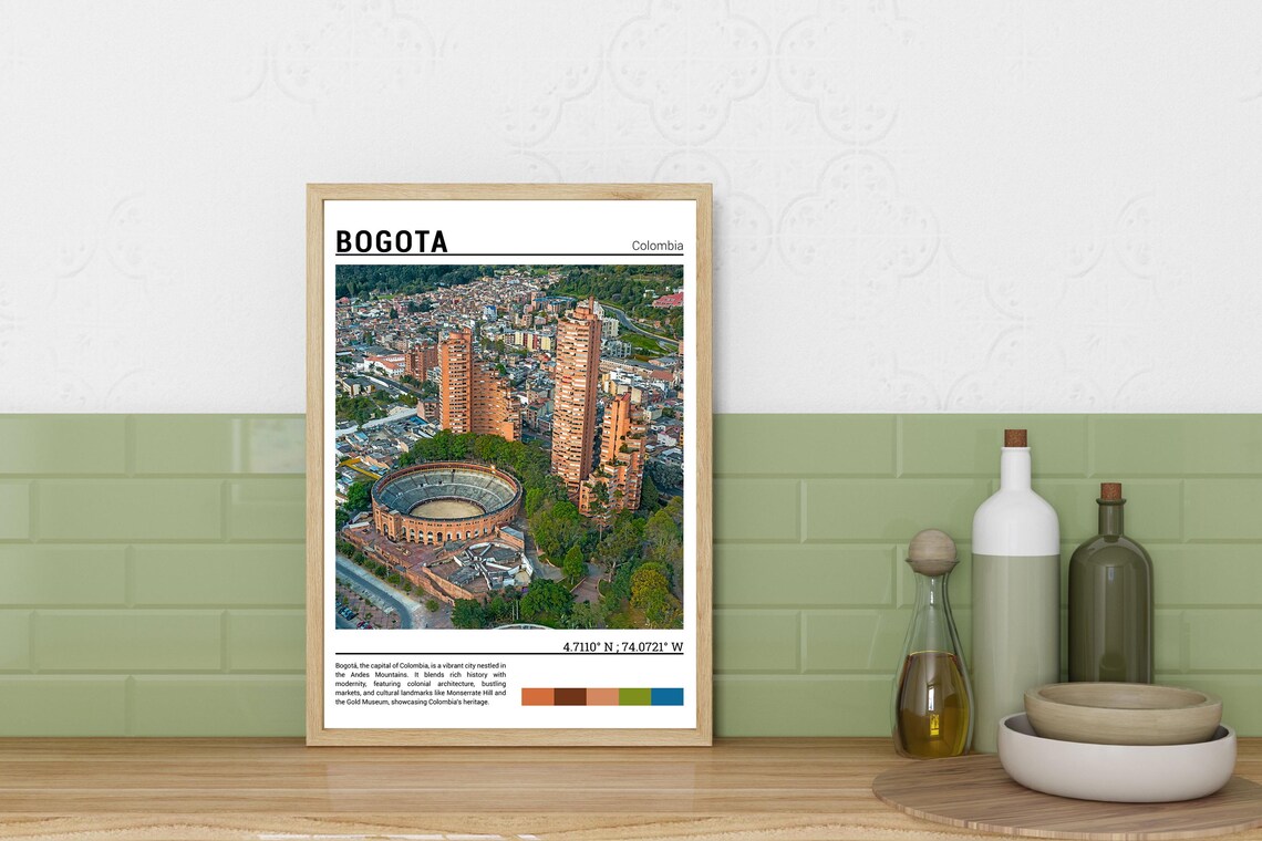 Bogota Colombia Aerial Cityscape Bullring View Andes Capital Poster - Image 3