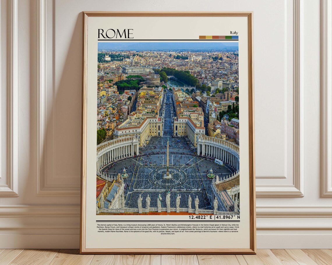 Rome Italy Aerial Travel Photography St Peters Square Poster