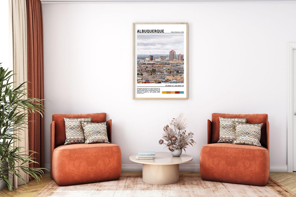 Albuquerque New Mexico Downtown Skyline Desert Cityscape View Poster - Image 7