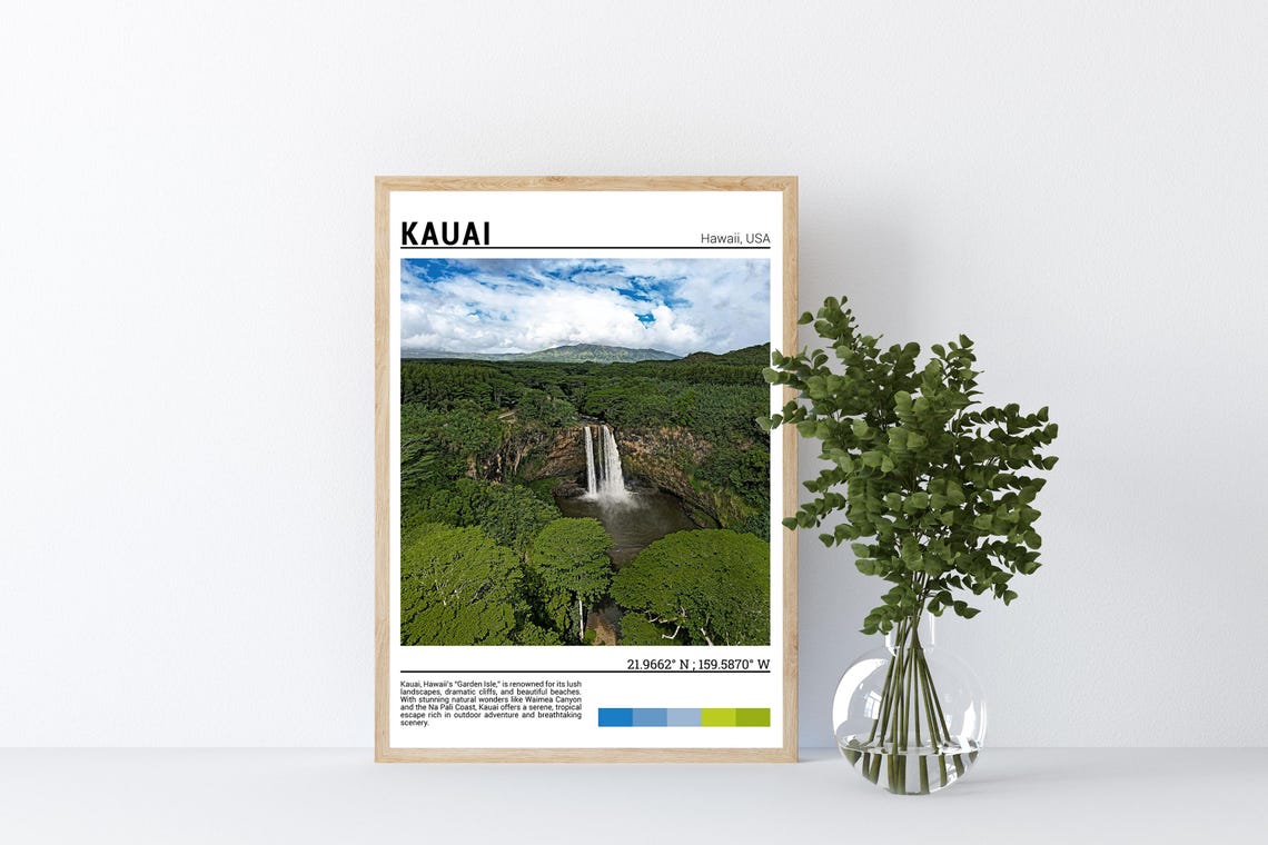 Kauai Hawaii Wall Art Kauai Hawaii Travel Poster Kauai Hawaii Photo Kauai Hawaii Print Kauai Hawaii Decor Hawaii Usa - Image 4