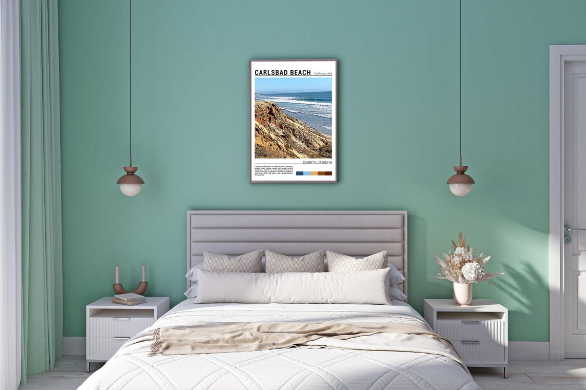Carlsbad Beach California Sandstone Cliffs Surf Waves Poster - Image 5