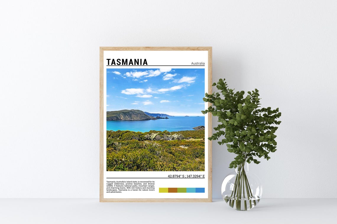 Tasmania Print Tasmania Poster Tasmania Wall Art Tasmania Travel Tasmania Art Print Tasmania Photo Tasmania Artwork - Image 4