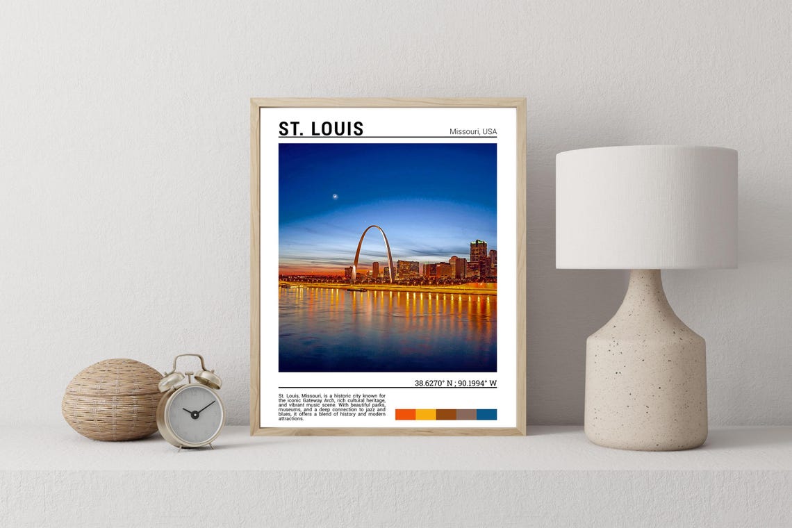 St Louis Missouri Gateway Arch Sunset Mississippi River Travel Poster - Image 2