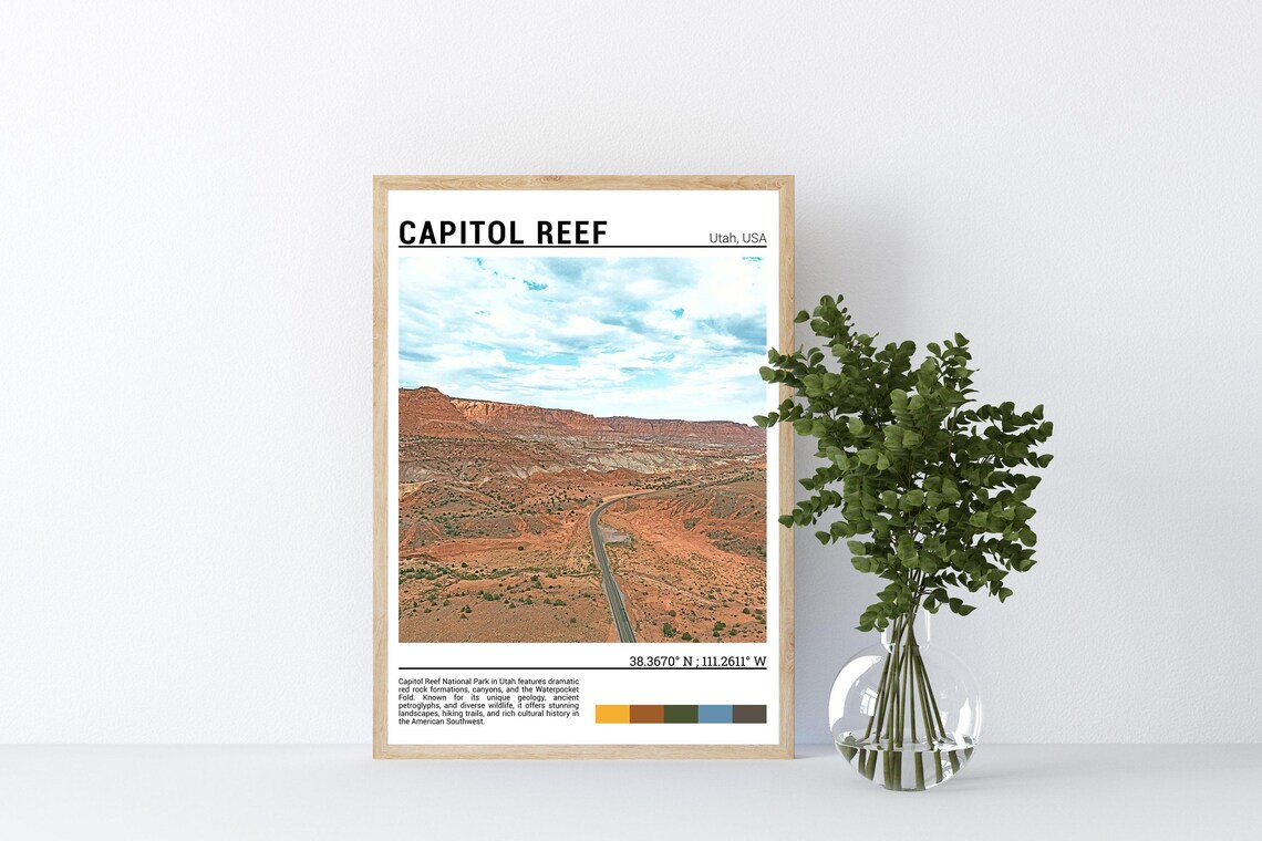 Capitol Reef Utah Red Rock Canyon Desert Road Southwest Poster - Image 4